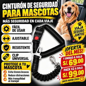 Cinturón de seguridad para mascotas + esponja quitapelos gratis