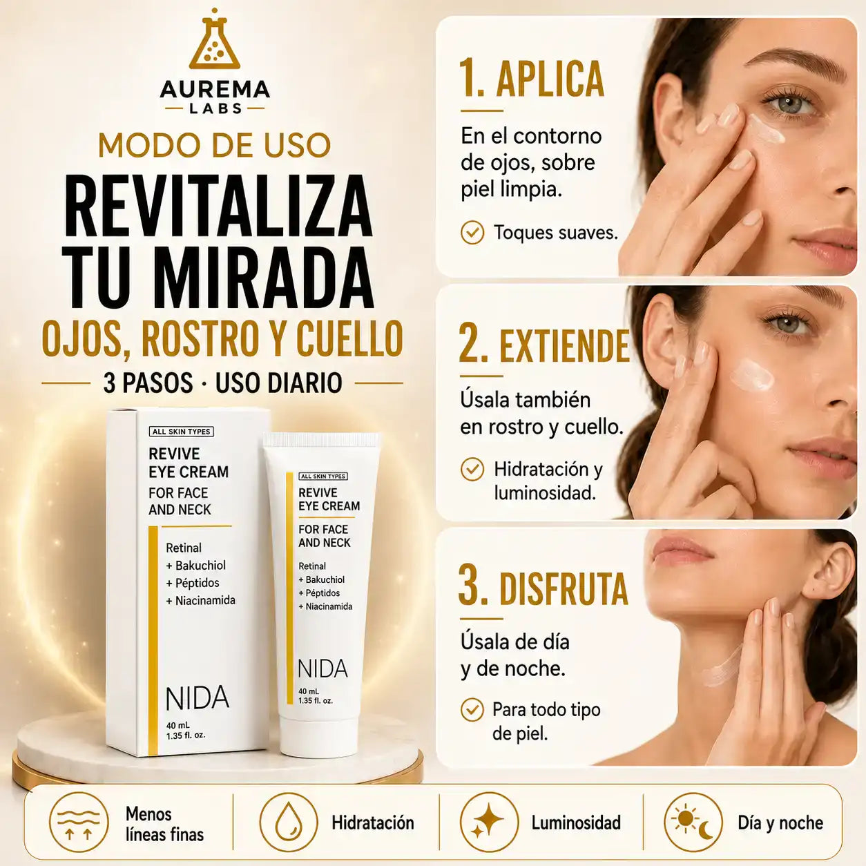 CERO OJERAS: ojos mas descansados, piel más firme y líneas suavizadas | Revive Eye Cream®