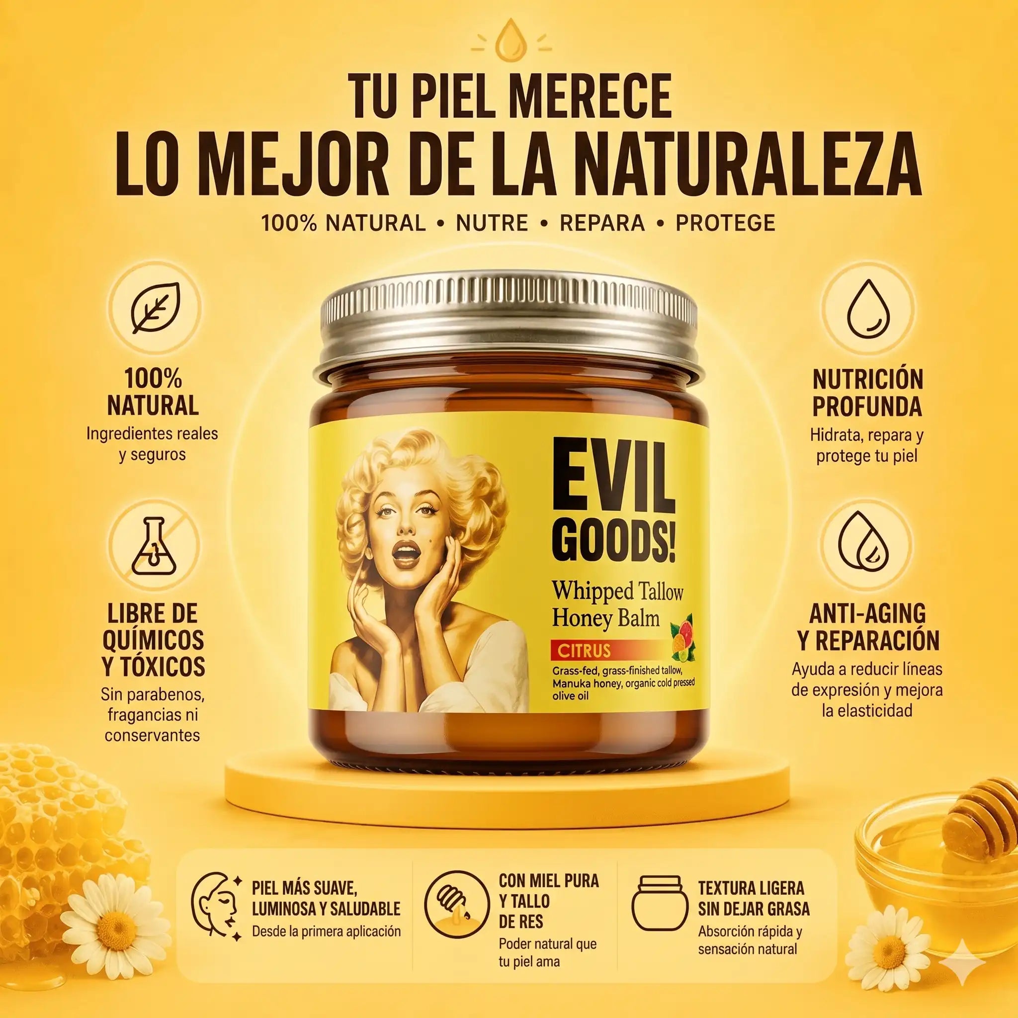 EVIL GOODS® – Crema de Sebo de Res y Miel de Manuka