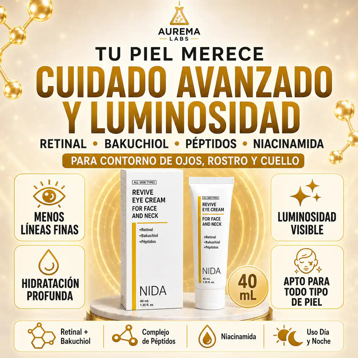CERO OJERAS: ojos mas descansados, piel más firme y líneas suavizadas | Revive Eye Cream®