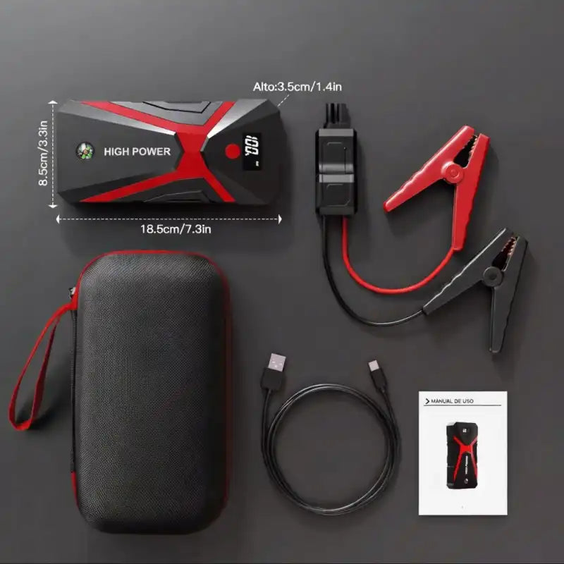 Arrancador de batería de coche portátil 5 en 1/9 en 1 con inflador de neumáticos, arranque rápido de 12 V
