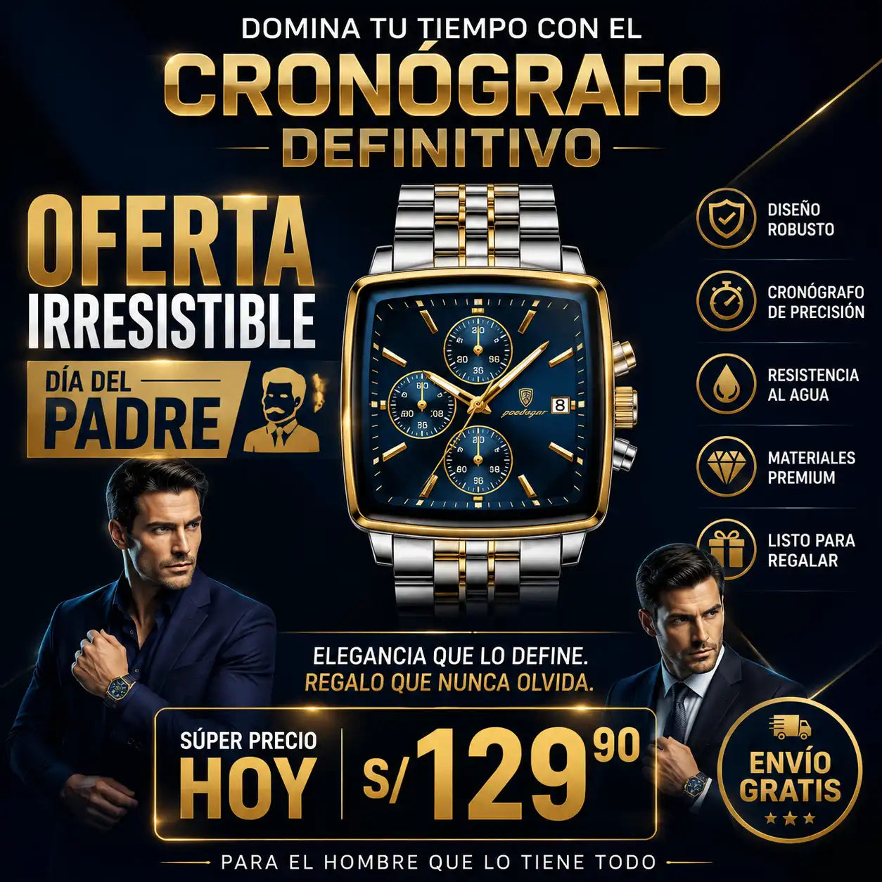 TRES RELOJES DE ACERO - OFERTA DIA DEL PADRE
